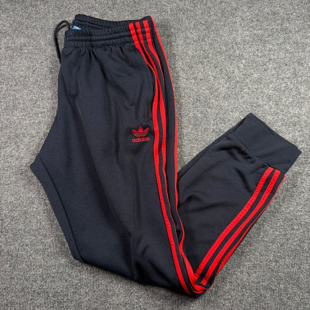 Adidas Track Pants Mens XL Navy Blue Red Stripes Trefoil Joggers BR4288